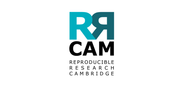 Reproducible Research Cambridge logo: 2 blue Rs facing each other